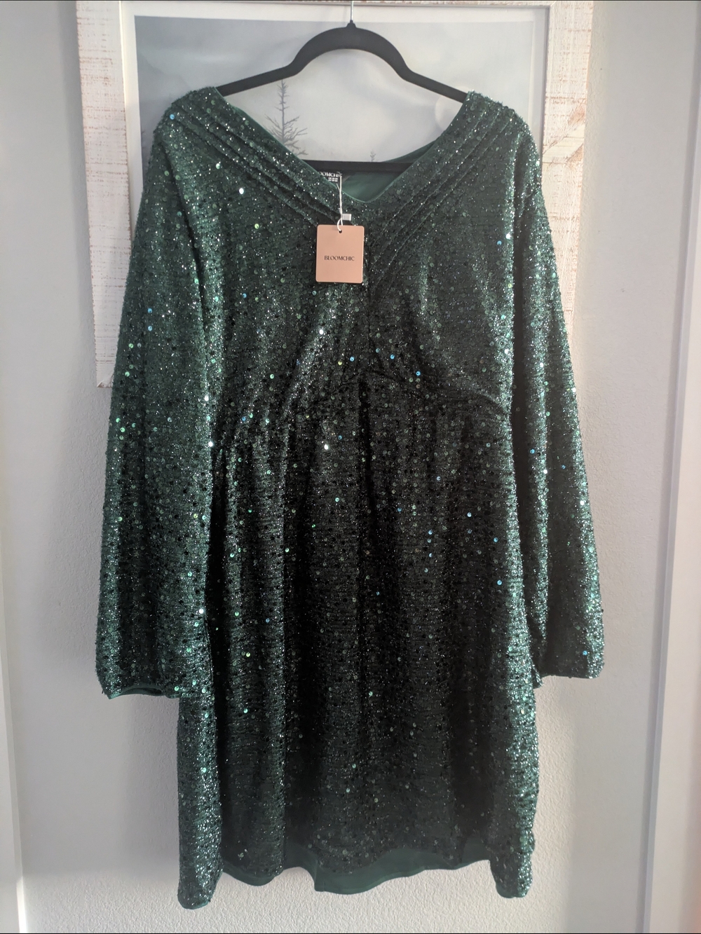 BloomChic Dark Green Sequin Top